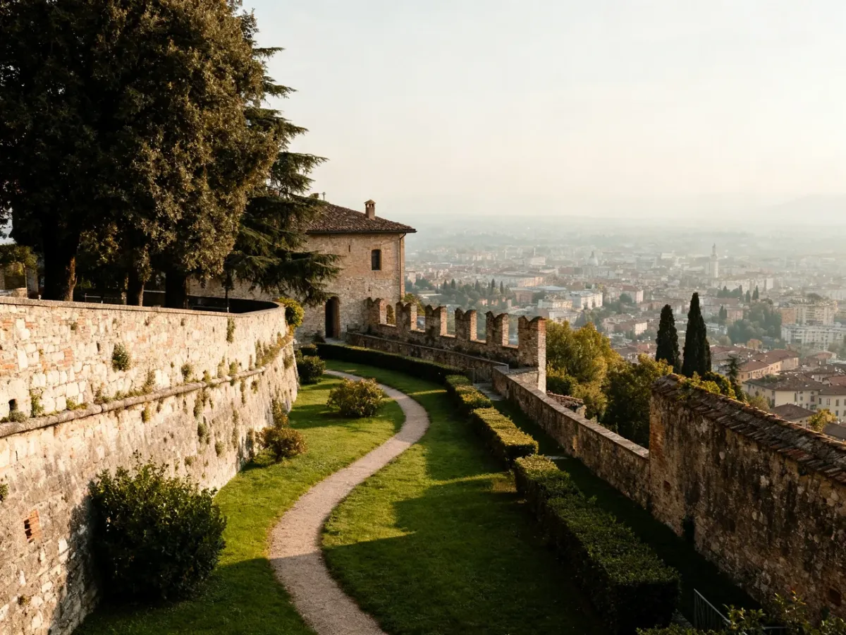 Rocca di Bergamo z ogrodem i widokiem na Dolne Miasto