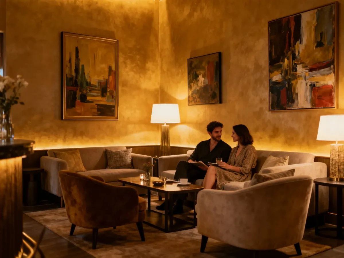 Para odpoczywająca w eleganckim i kameralnym wnętrzu hotelu butikowego
