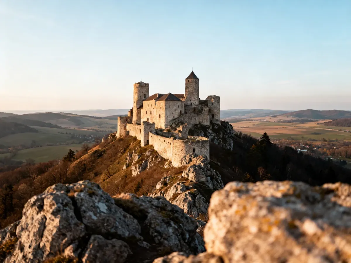 Zamek w Chęcinach na skalistym wzgórzu