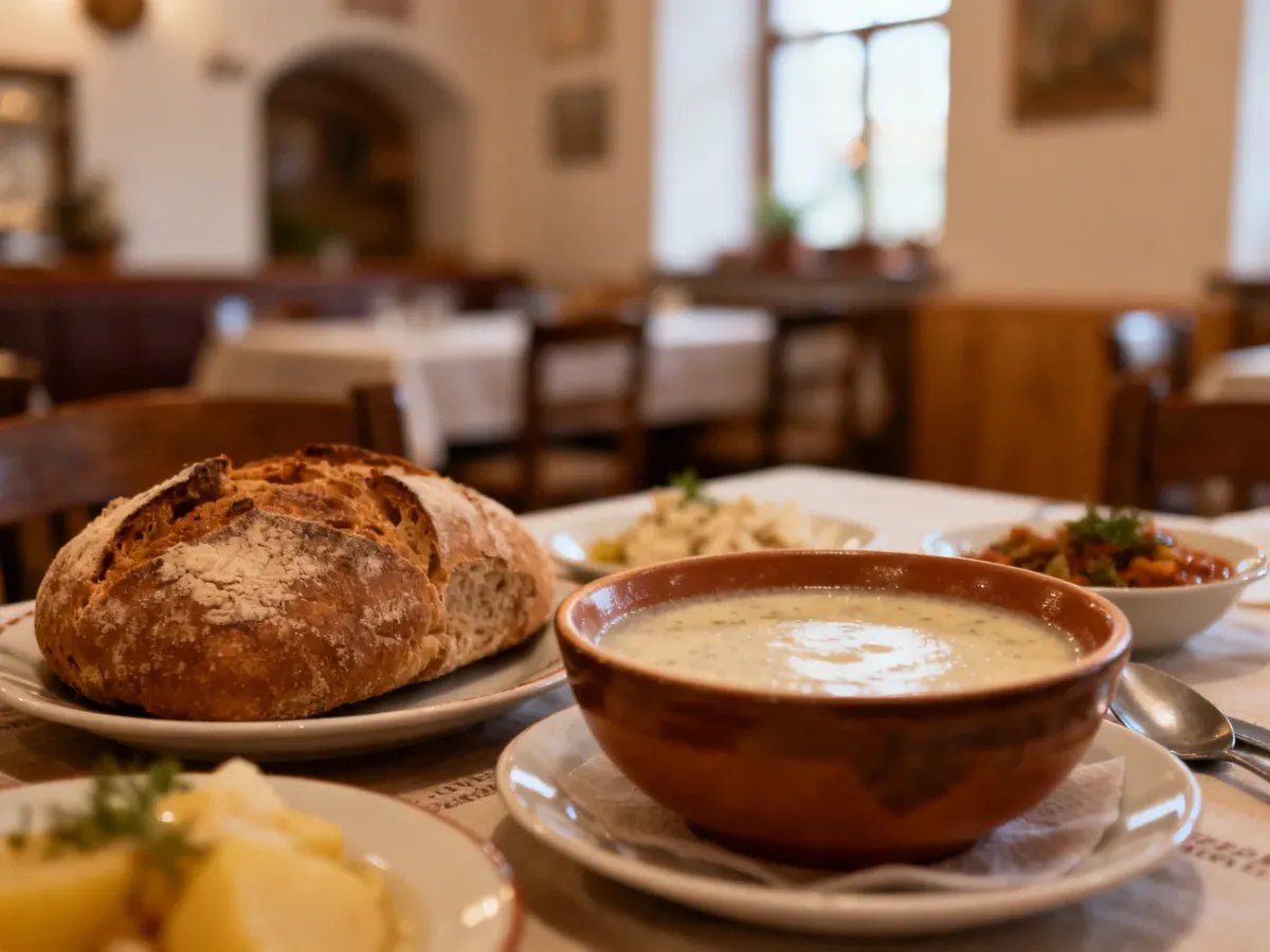 Tradycyjna zalewajka świętokrzyska podana w regionalnej restauracji
