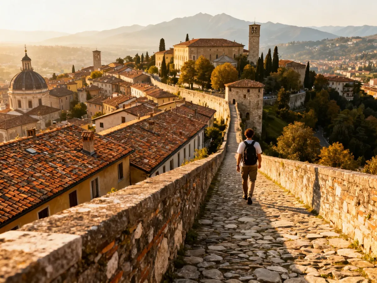 Spacer po murach Bergamo podczas zwiedzania miasta