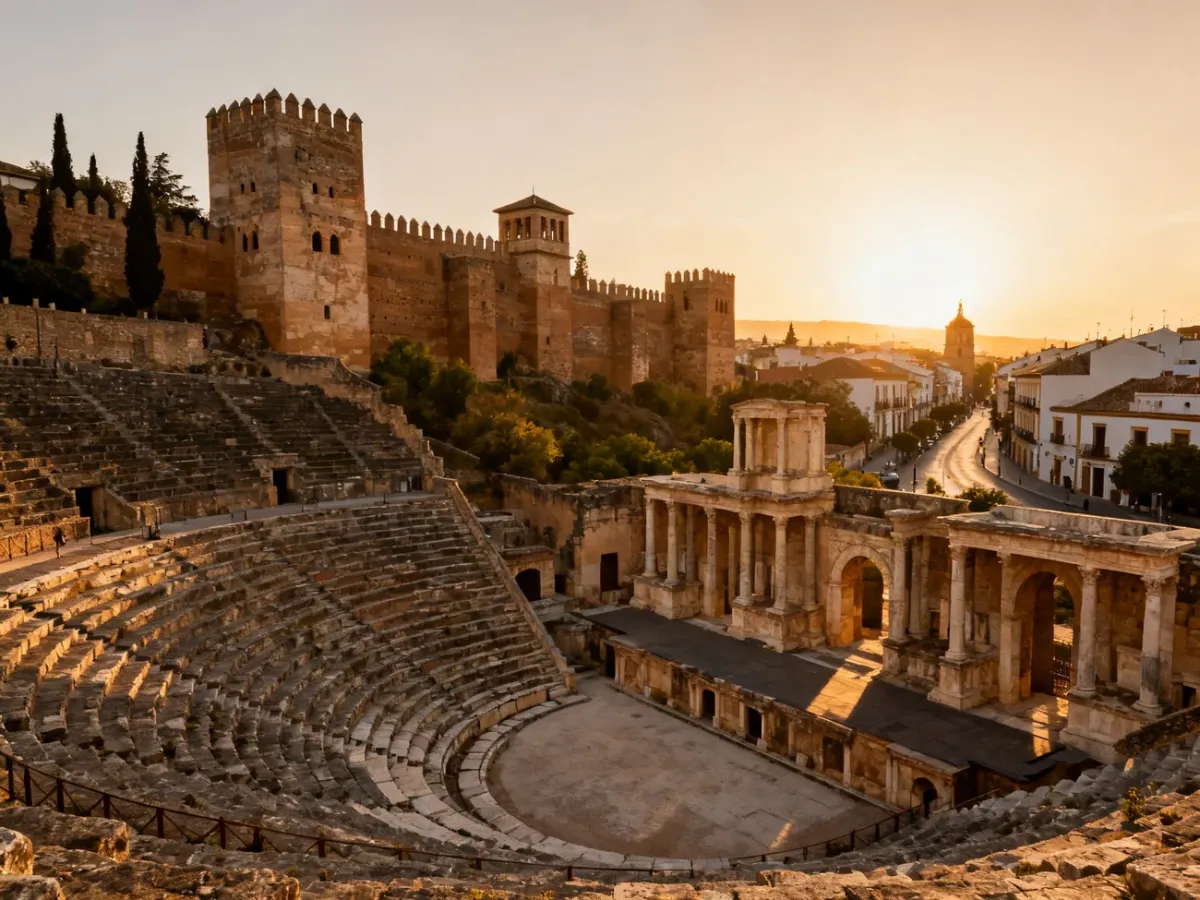 Rzymski teatr i twierdza Alcazaba w historycznym centrum Malagi