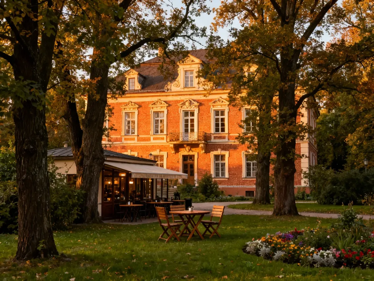 Dworek Sierakowskich otoczony ogrodem